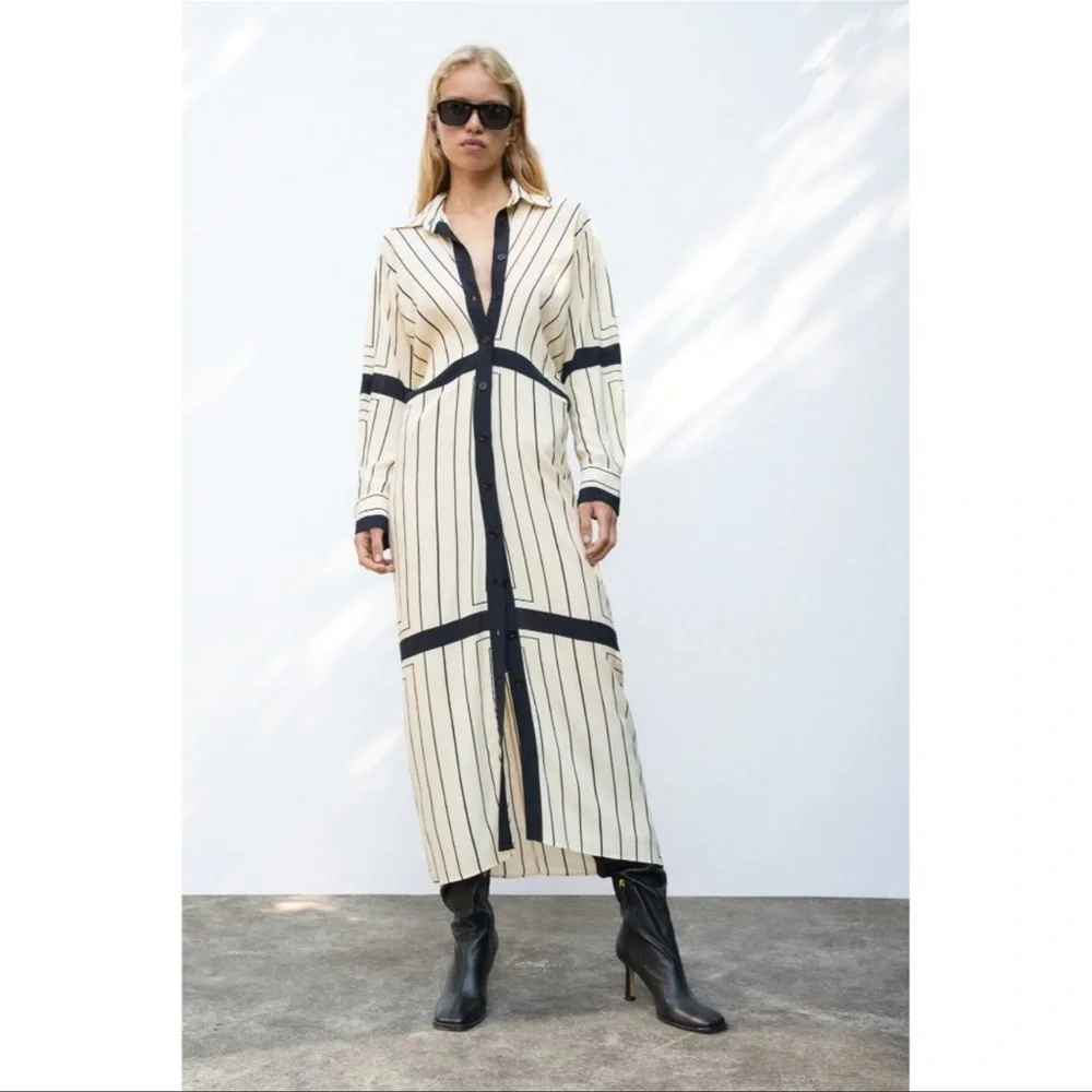 Zara Stripe Shirt Dress - Picture 7 of 12